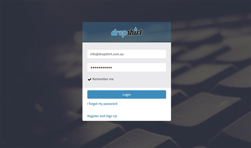 Login screen