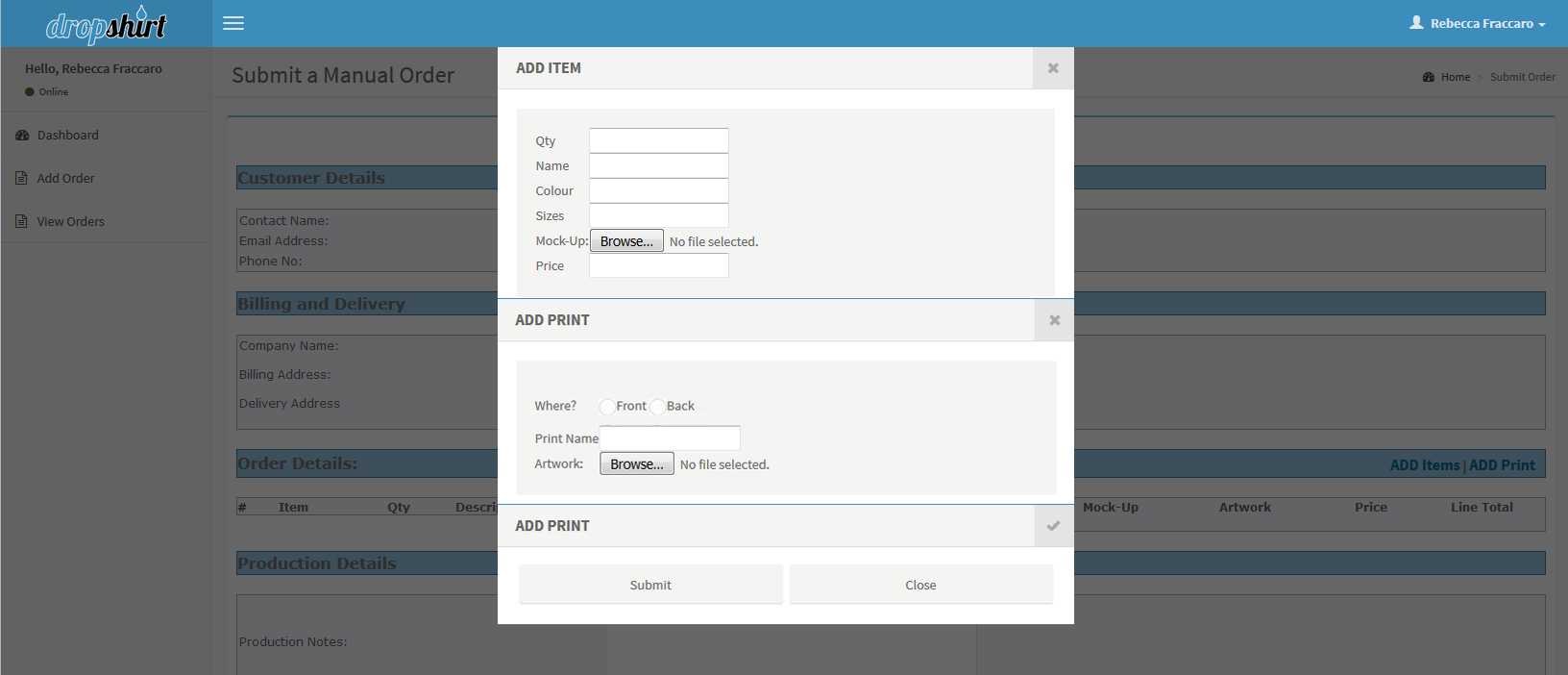 add product form