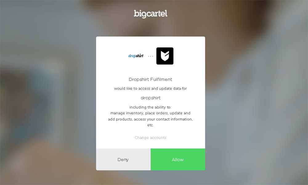approve-app-connection approve the app connection in big cartel