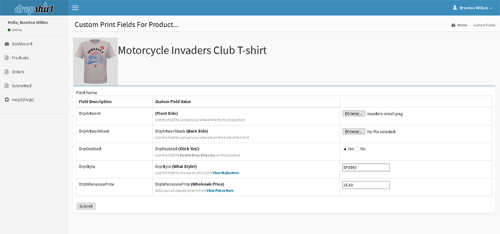 custom-fields-edit-view add or edit your custom print fields