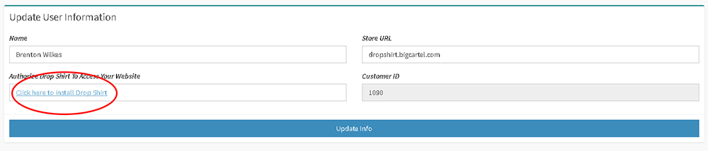 profile-page-install-dropshirt how to install the dropshirt app in bigcartel