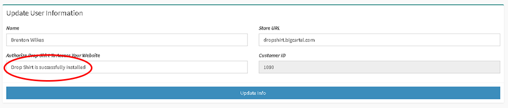 profile-page-installed-dropshirt profile page shows your app is installed