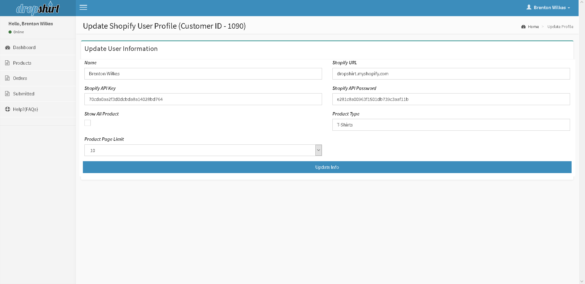 scr2-user-profile-page Edit store profile API data