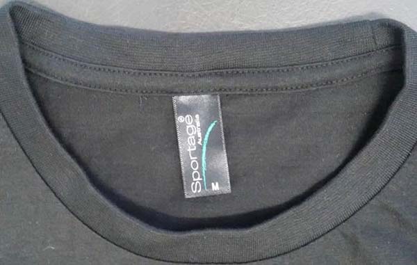 shirt label from manufacturer